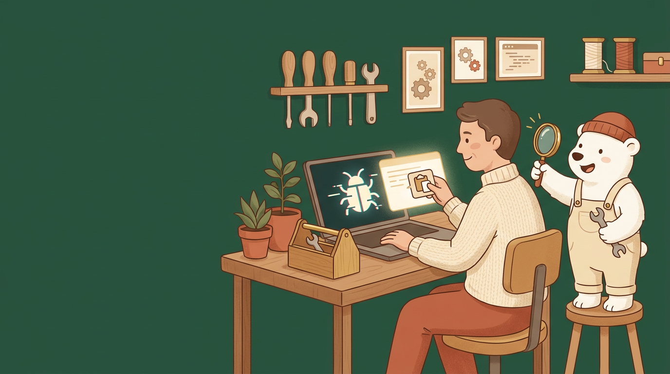 Illustration för lektionen Fixa buggar med AI:n